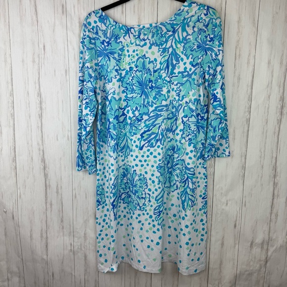 Lilly Pulitzer Blue and White Floral Dress Medium - Picture 1 of 7